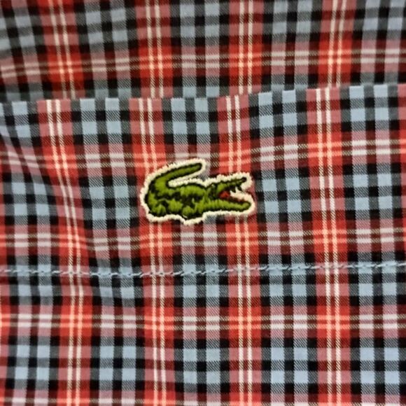 Lacoste Plaid Shirt Mens L 42 Modern Fit Long Sleeve Cotton Preppy Button Down - Picture 5 of 16